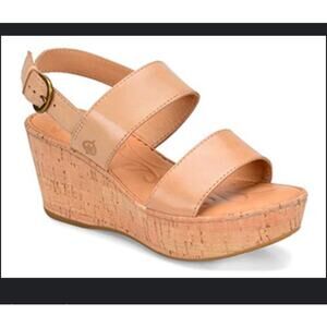Born Mae Wedge Leather Sandals Tan Women's 10